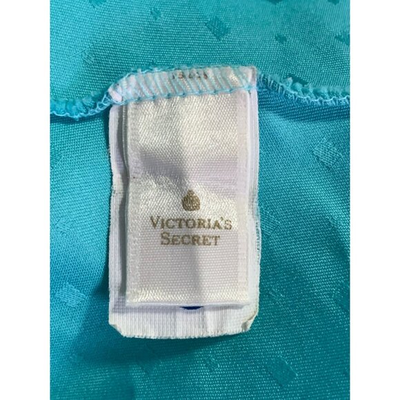 VTG Victoria's Secret 70s Aqua Satin Lace Camisole Set ILGWU‎ Gold Crown Label M - Picture 6 of 9